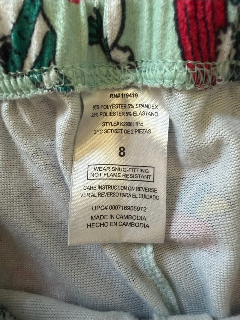 Kids Mint Green Holiday Snoopy Print Pajama Set